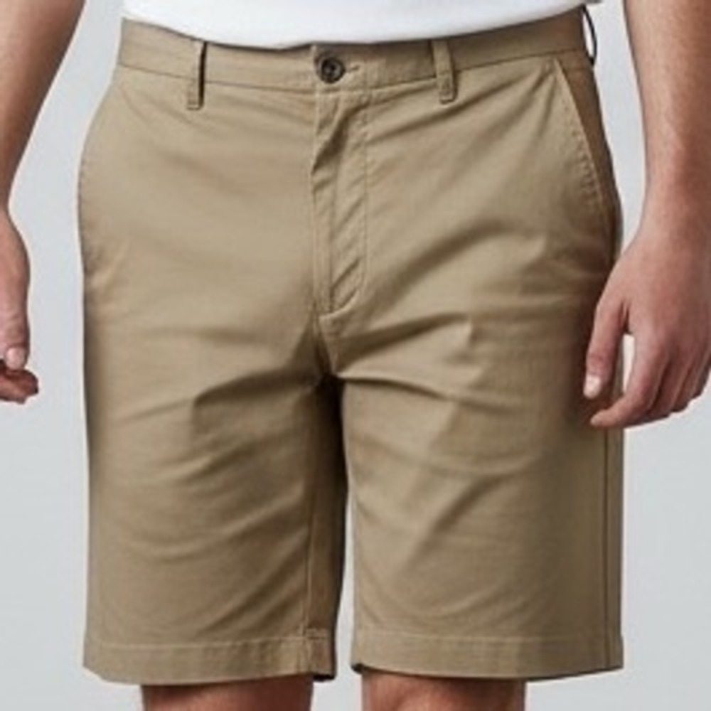 Haggar Cool 18 Pro Mens Big and Tall Shorts 46W British Khaki Expandable Waist
